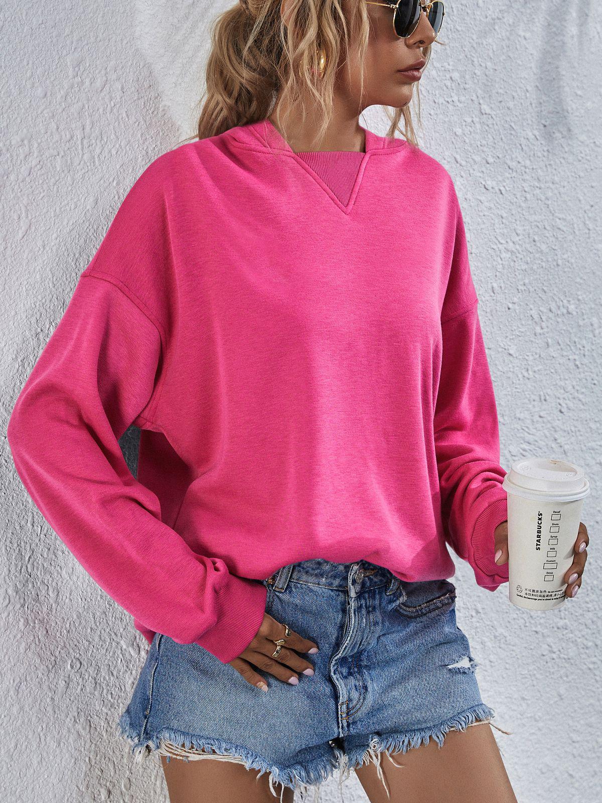 Dames Hoodie met Verlaagde Schouders en Split 3