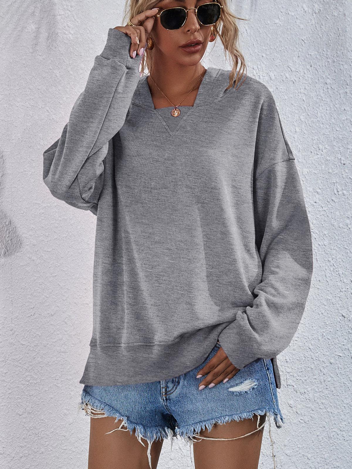 Dames Hoodie met Verlaagde Schouders en Split 9