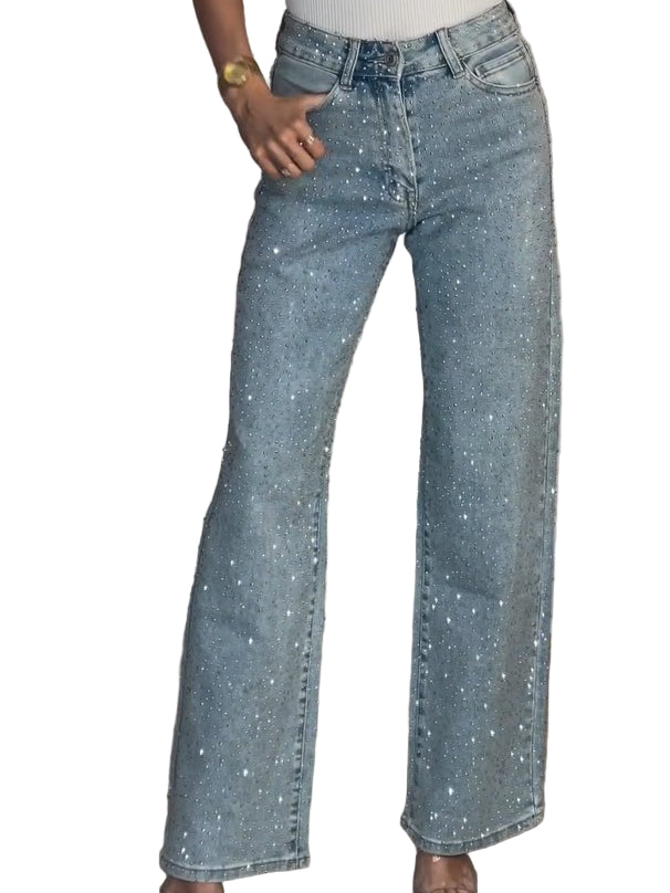 Dames Jeans High Waist Met Glinsterende Details 0