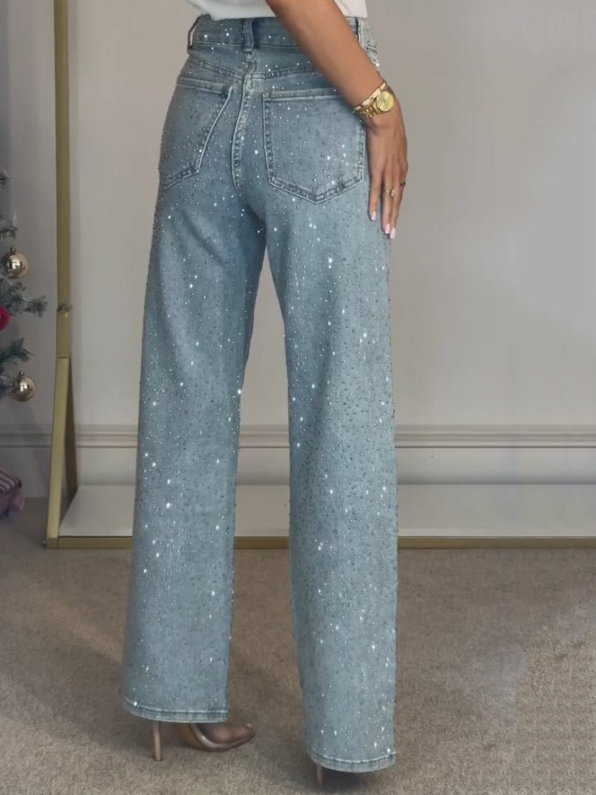 Dames Jeans High Waist Met Glinsterende Details 3