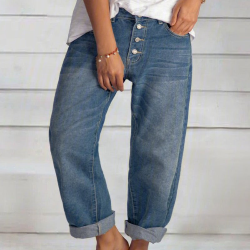Dames Jeans Wijde Pasvorm Vintage Stijl Denim 1