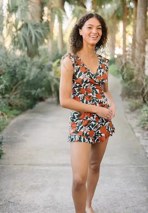 Dames Jumpsuit Met Ingebouwd Zwemkleding Elegant Rekbare Stof 1