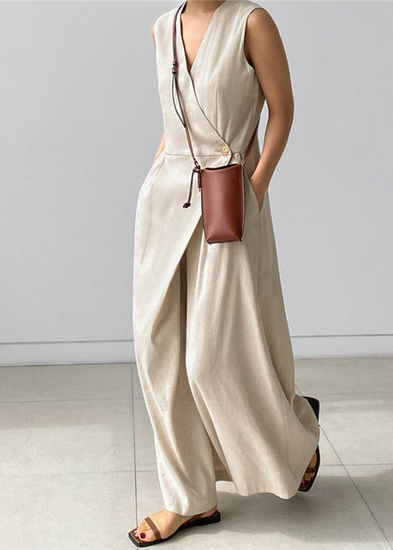 Dames Jumpsuit Met V-hals en Knoopzakken 2
