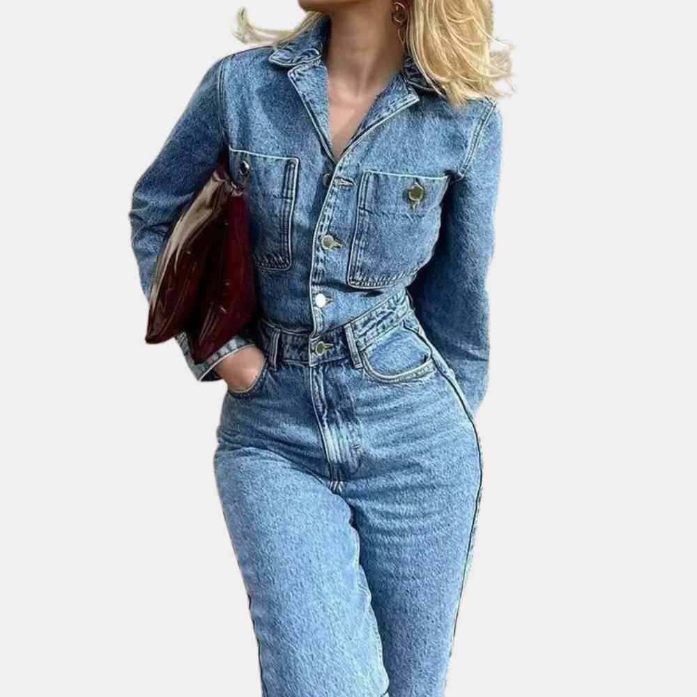 Dames Jumpsuit Stijlvol met Lange Mouwen en Rechte Pijpen 1