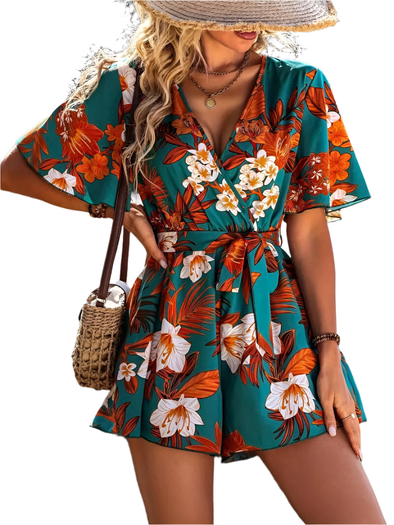 Dames Jumpsuit Tropische Bloem Motief Luchtig Ademend 0