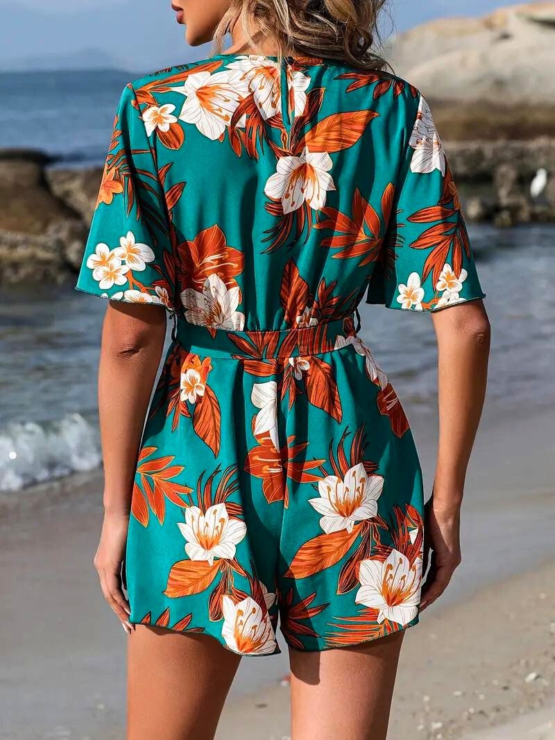 Dames Jumpsuit Tropische Bloem Motief Luchtig Ademend 1