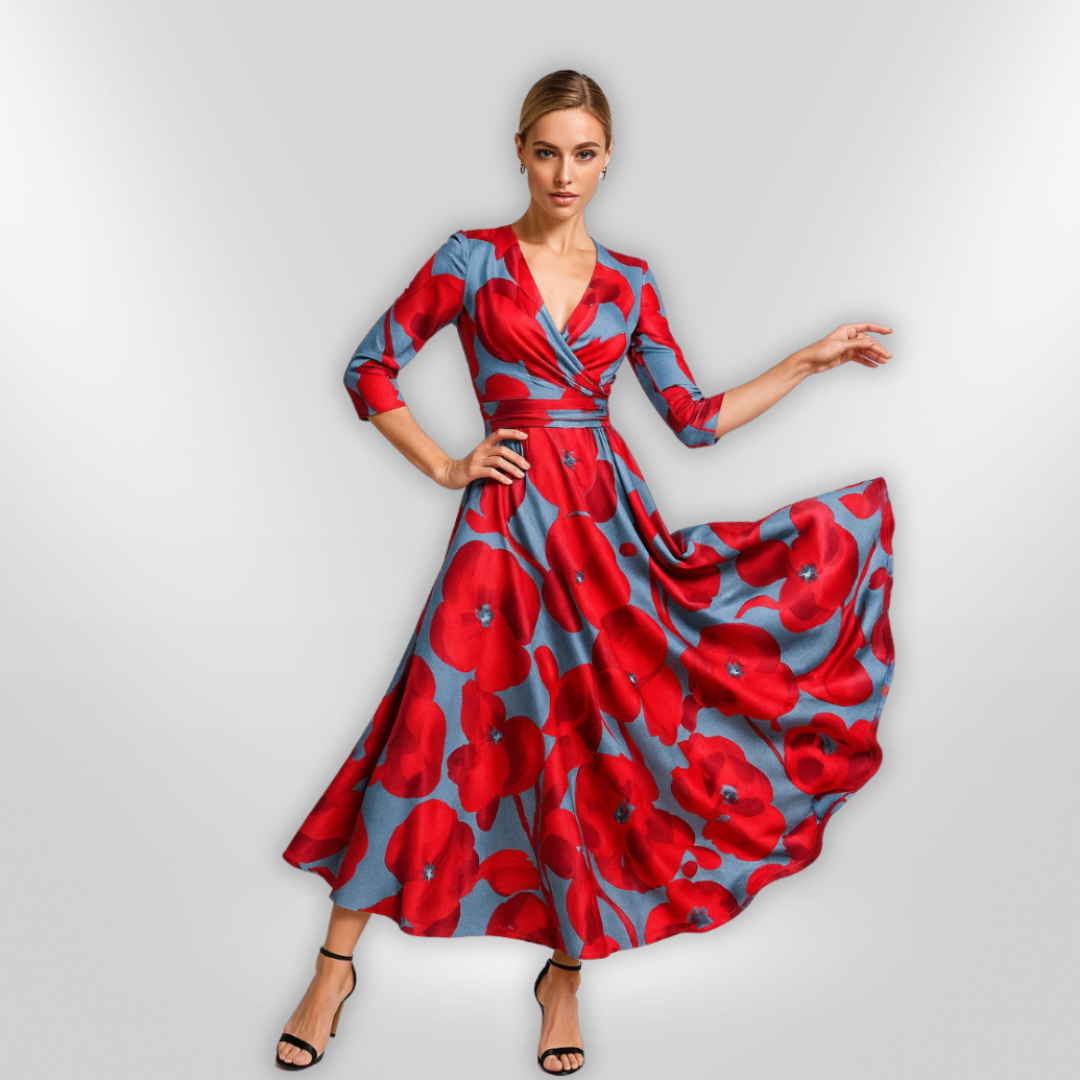 Dames Jurk Bloemenprint Elegant Polyester Voor Zomergelegenheden 1