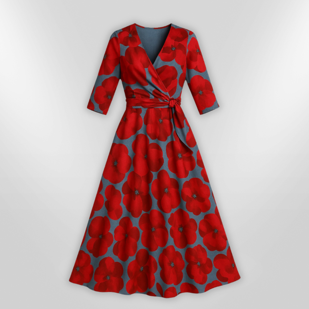 Dames Jurk Bloemenprint Elegant Polyester Voor Zomergelegenheden 3