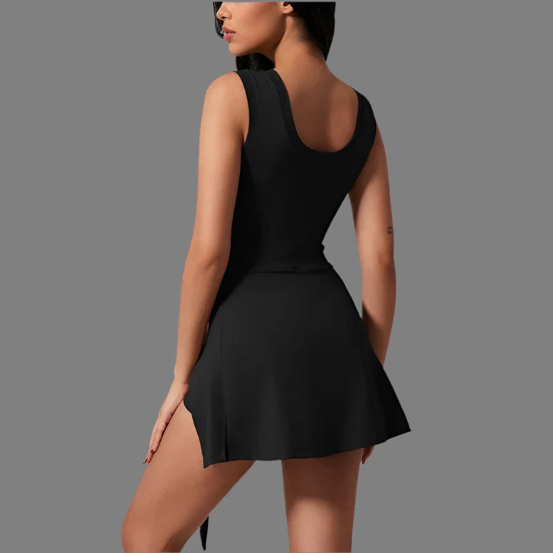 Dames Jurk Wrap-Stijl Actieve Kleding met Geïntegreerde Shorts en Vochtregulerend Materiaal 7