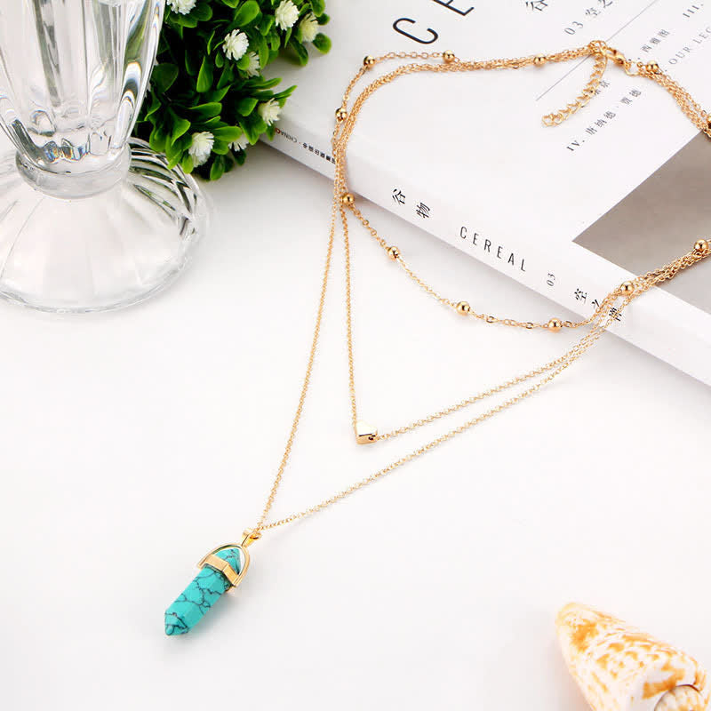 Dames Ketting Hexagon Met Natuurlijke Kristallen Moderne Stijl 4