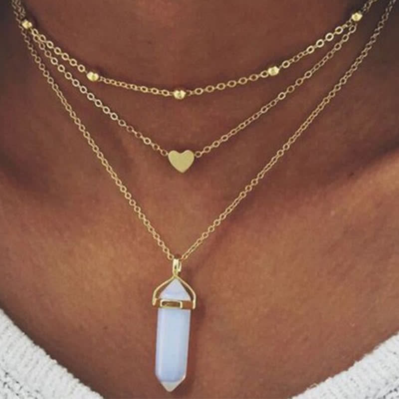 Dames Ketting Hexagon Met Natuurlijke Kristallen Moderne Stijl 8