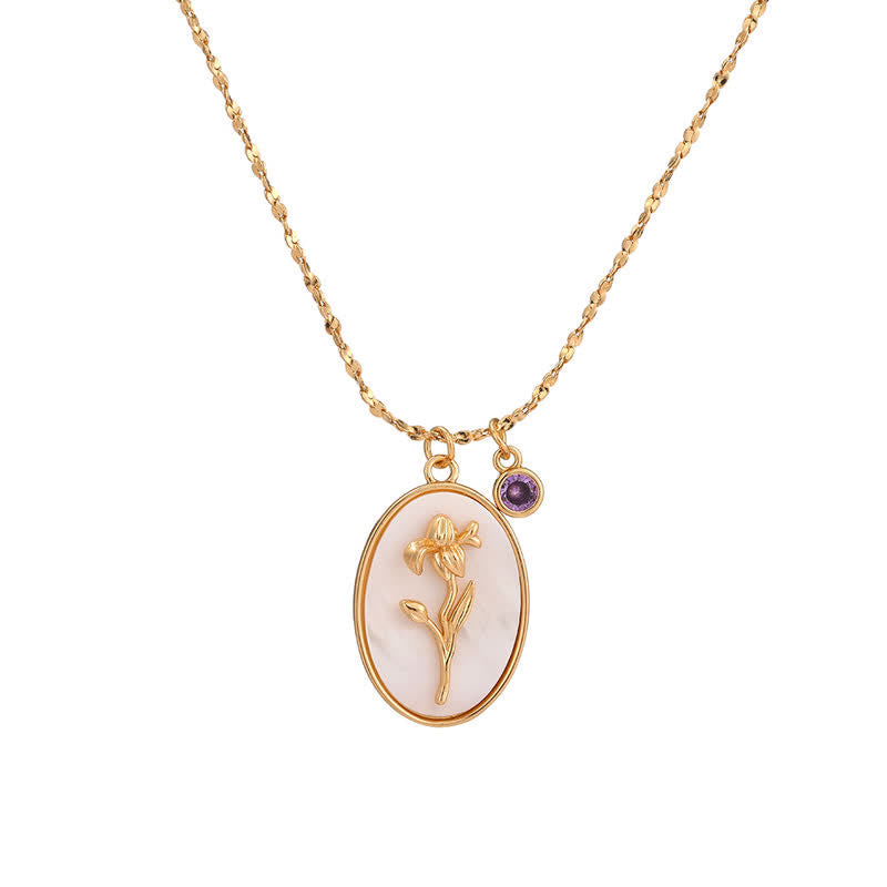 Dames Ketting met Geboortesteen en Geboortebloem 2