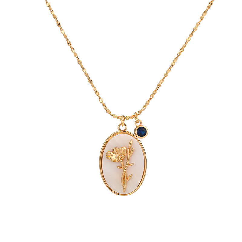 Dames Ketting met Geboortesteen en Geboortebloem 9