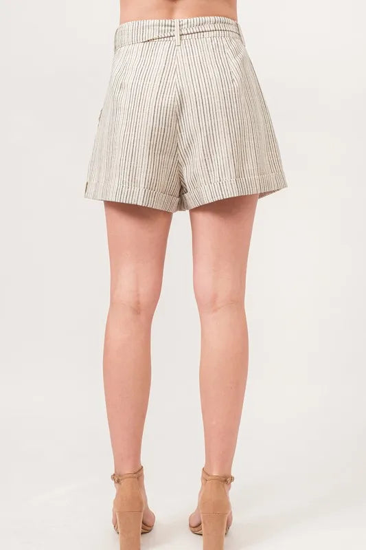 Dames Korte Broek Gestreept Linnenmix Vloeiend 2