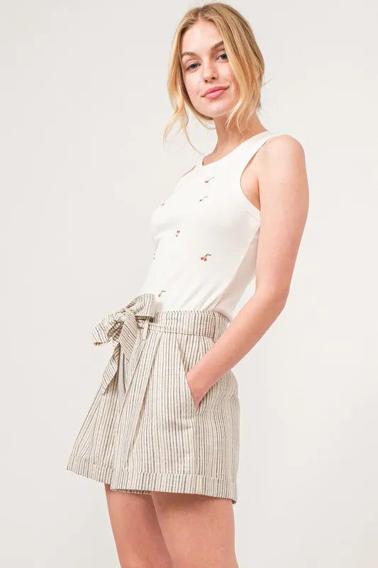 Dames Korte Broek Gestreept Linnenmix Vloeiend 3