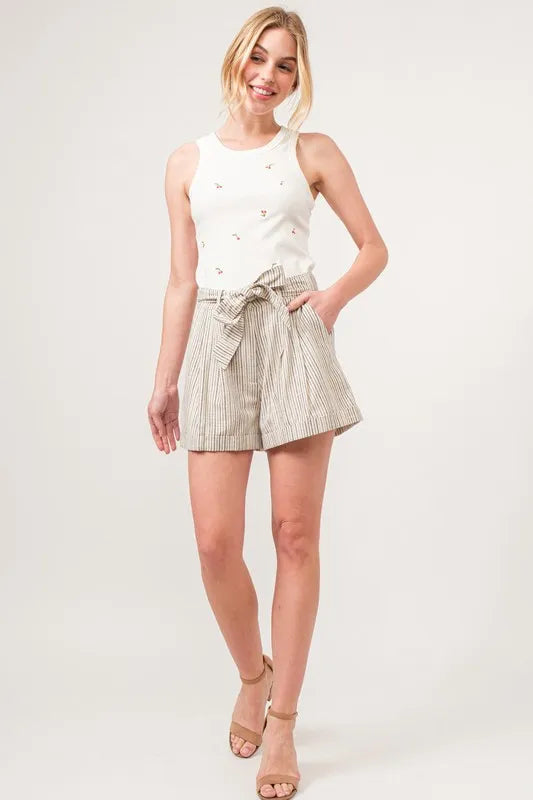Dames Korte Broek Gestreept Linnenmix Vloeiend 4