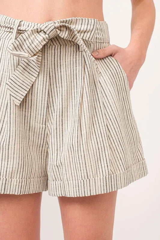 Dames Korte Broek Gestreept Linnenmix Vloeiend 5