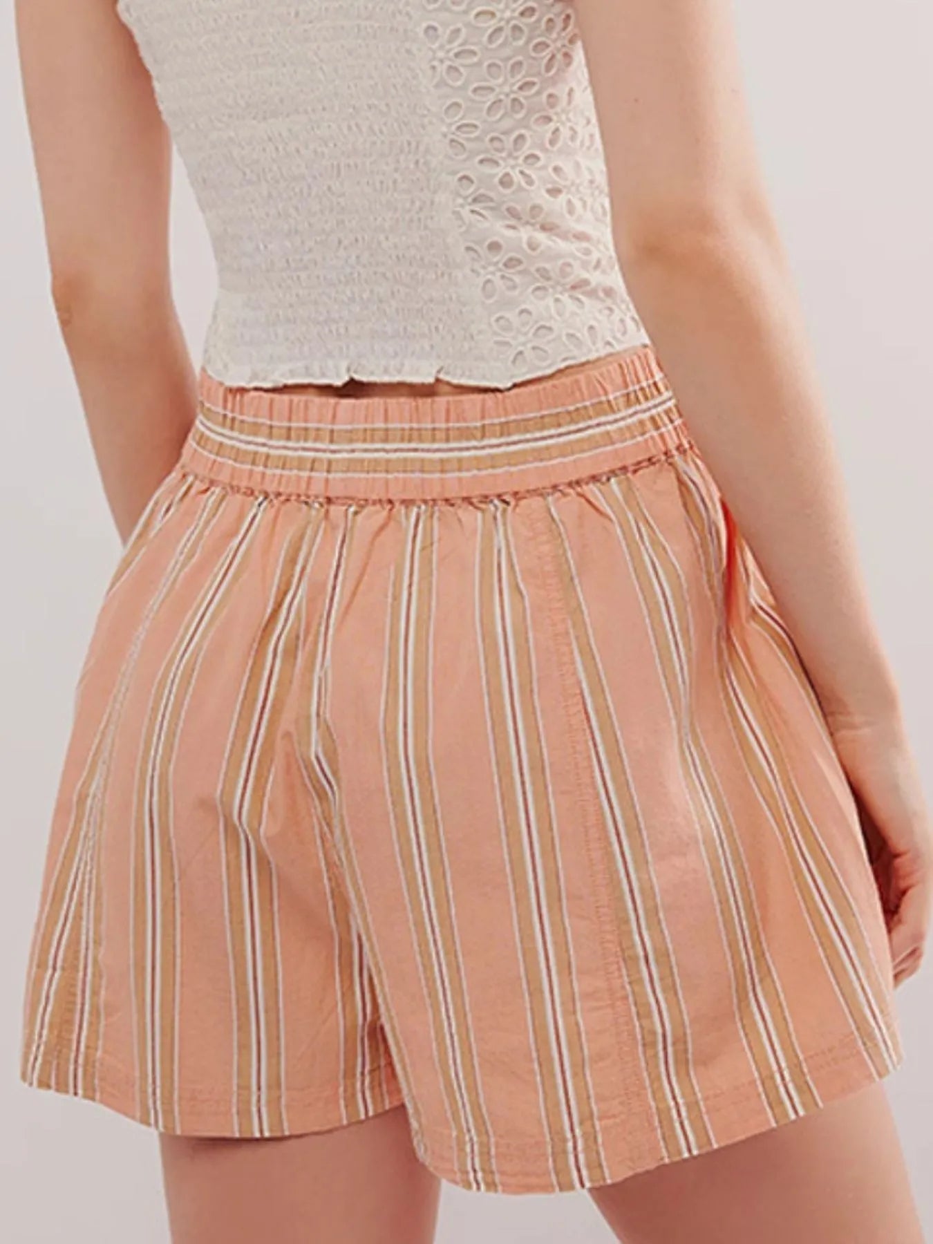 Dames Korte Broek Hoge Taille Gestreept Linnenmix Zomer Shorts 5