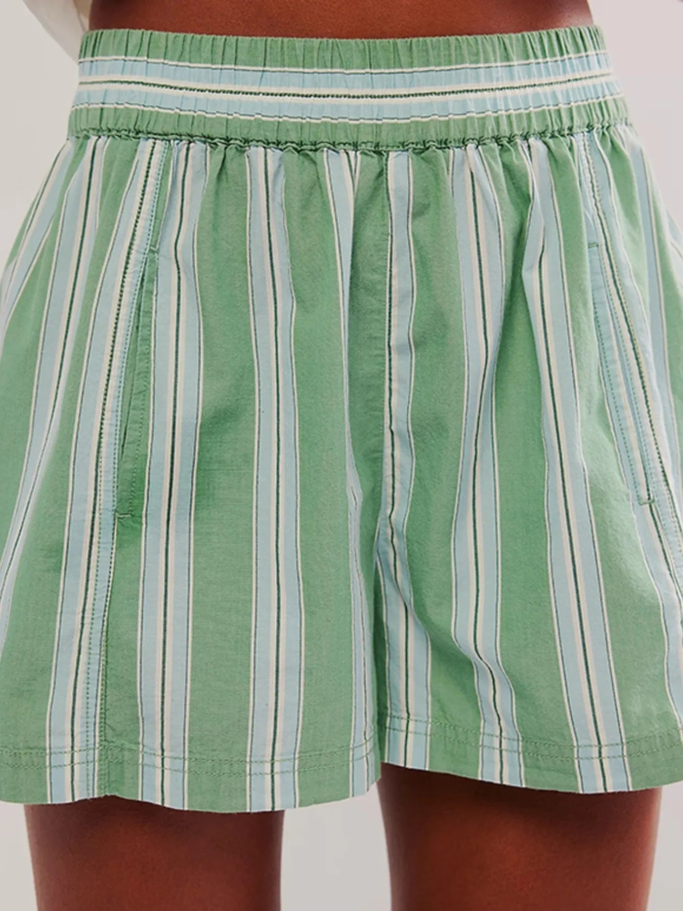 Dames Korte Broek Hoge Taille Gestreept Linnenmix Zomer Shorts 8