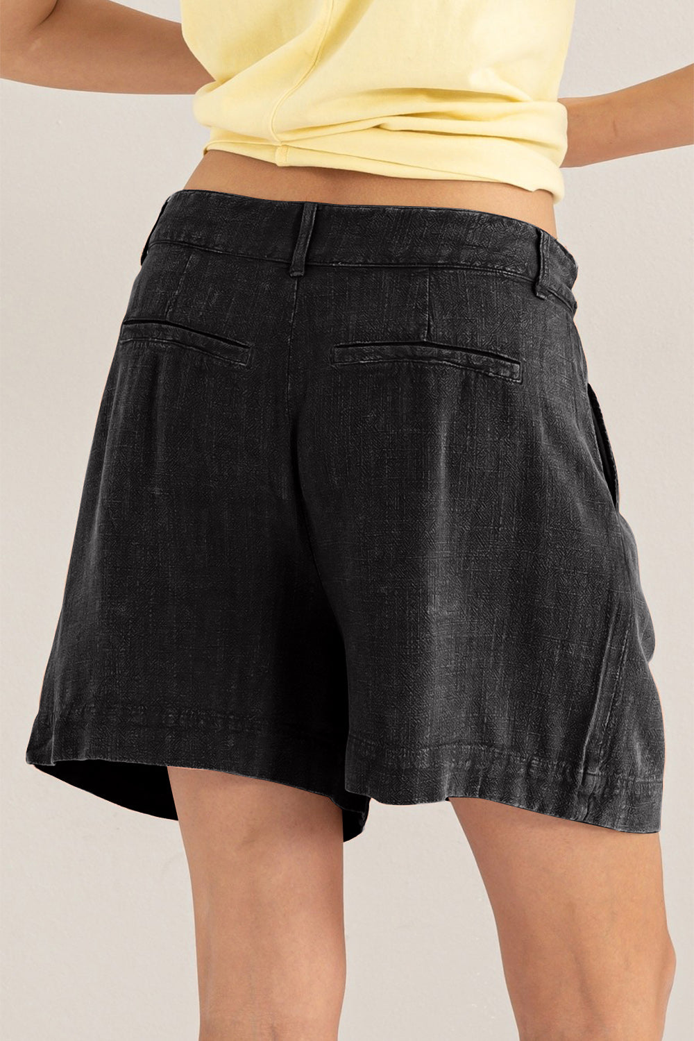 Dames Korte Broek Plissé Hoge Taille Linnen 1