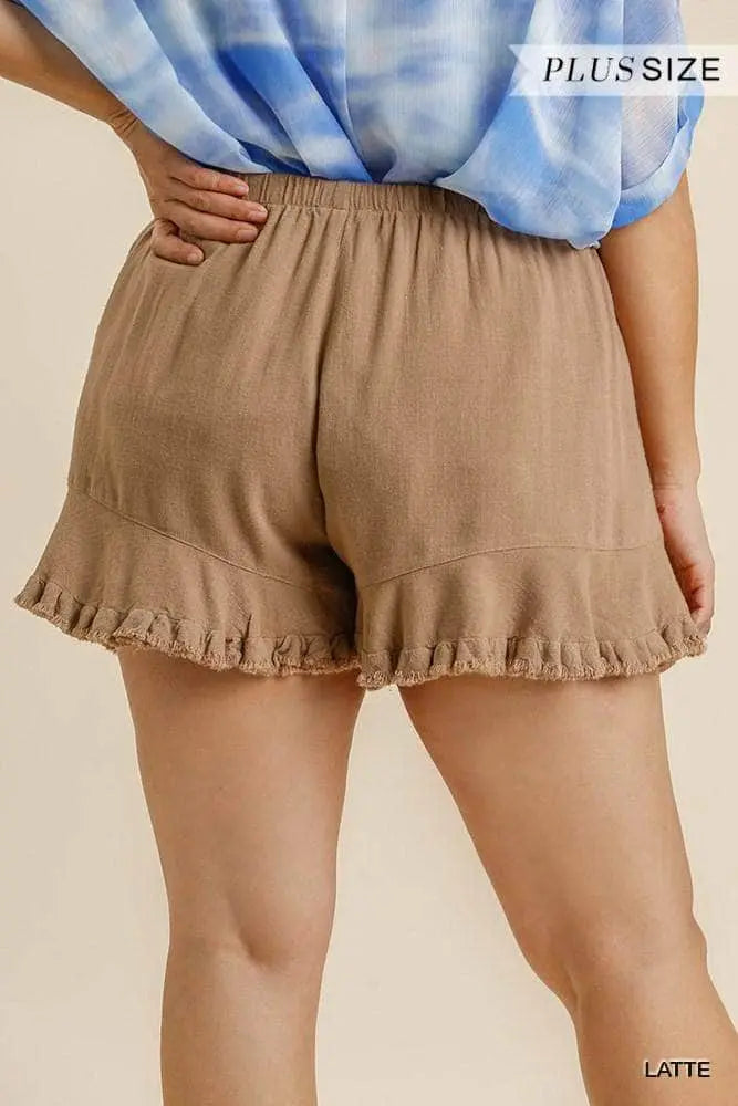 Dames Korte Broek Rimpelzoom Linnenmix Met Elastische Taille 2