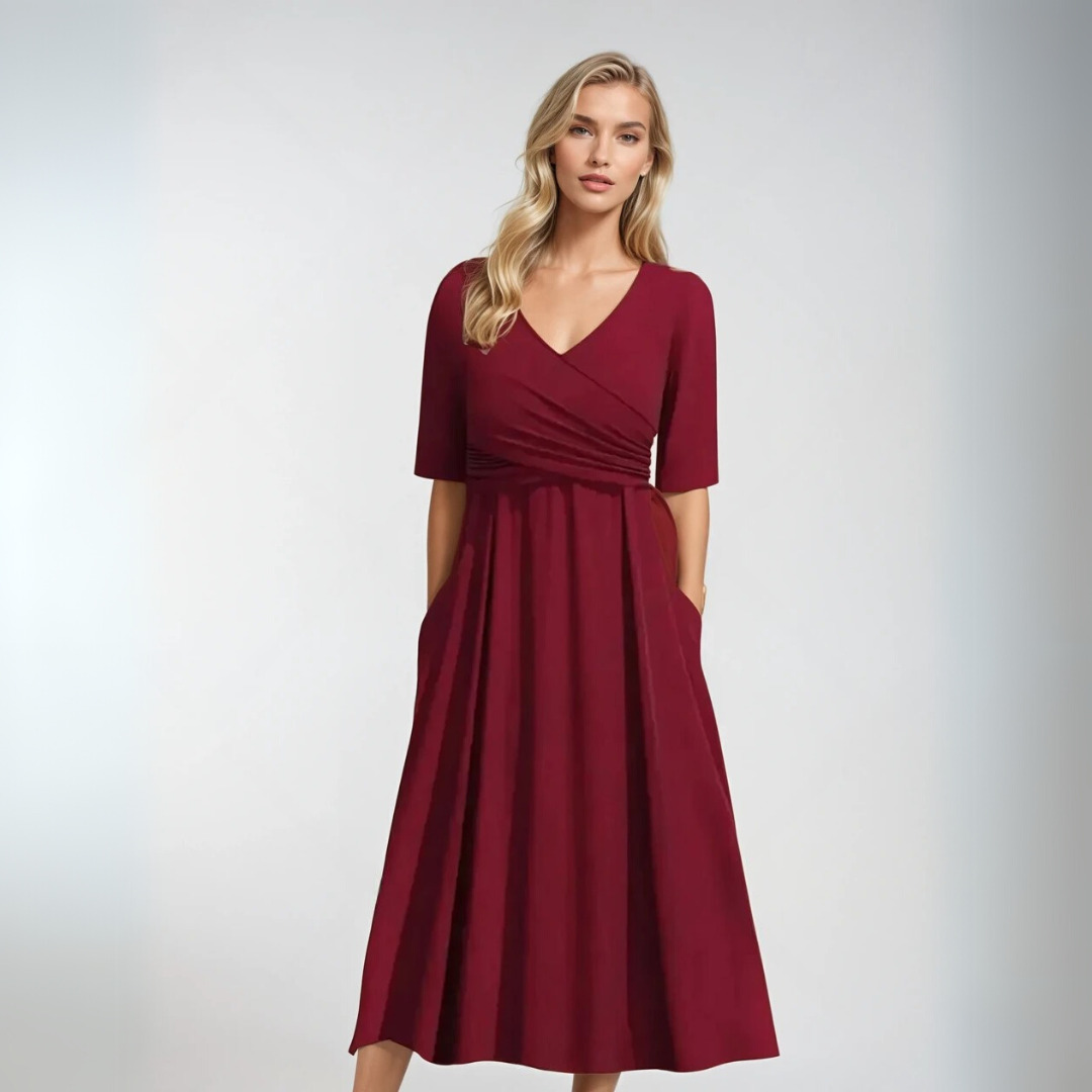 Dames Korte Mouw Jurk V-Hals Kruisplooien Ademend Zomer Kleding 1