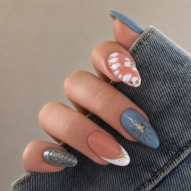 Dames Kunstnagels Bloemen en Glitter Design Set 1