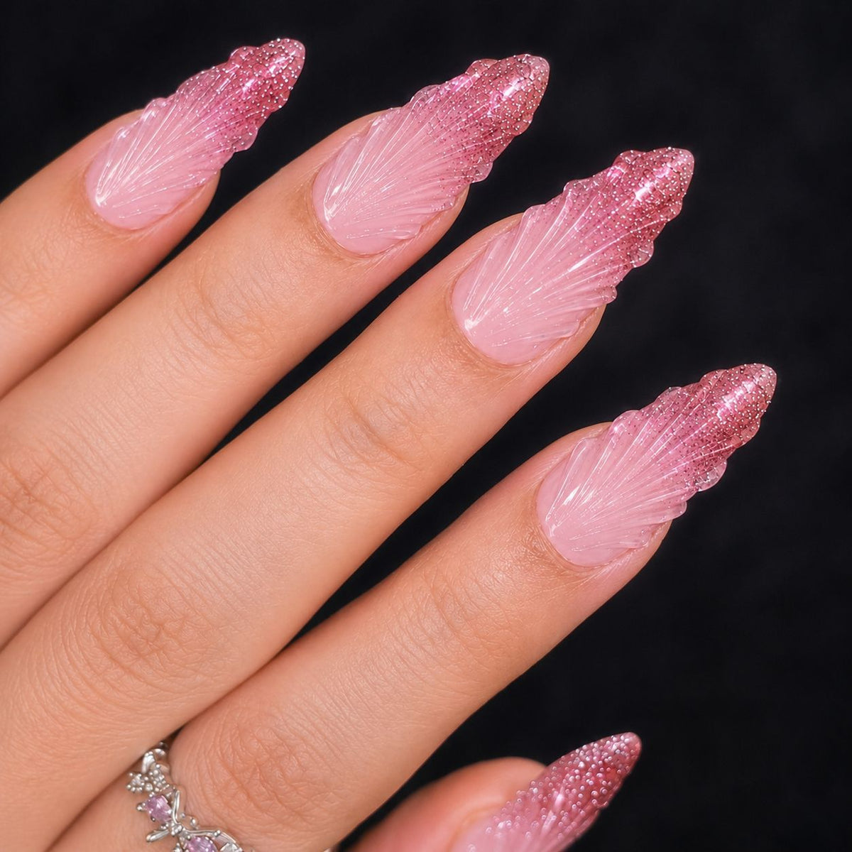 Dames Kunstnagels Glitter Press-On Set 1