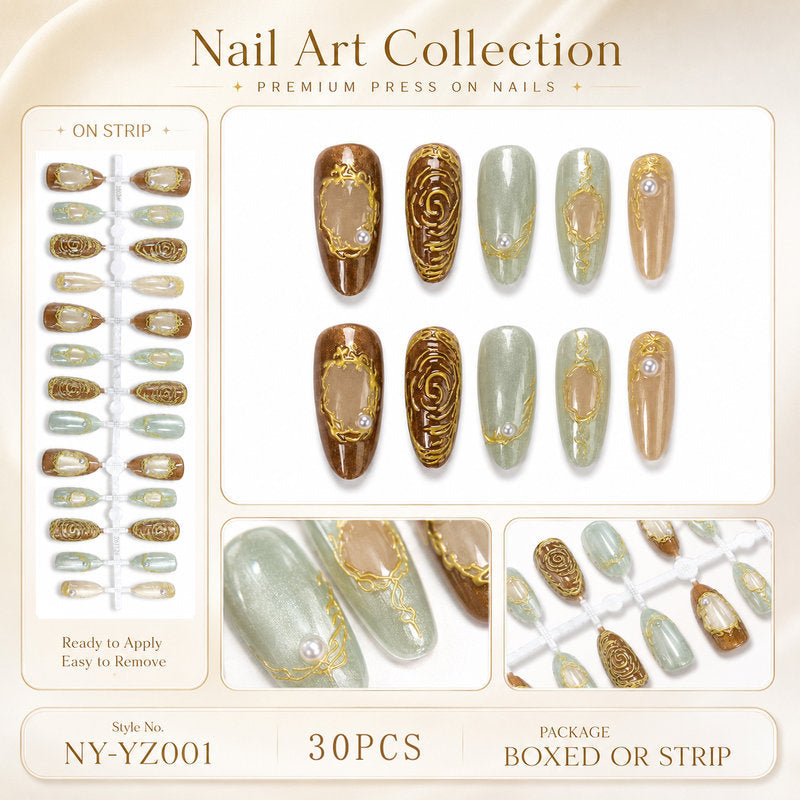 Dames Kunstnagels Met Decoratieve Accenten 1