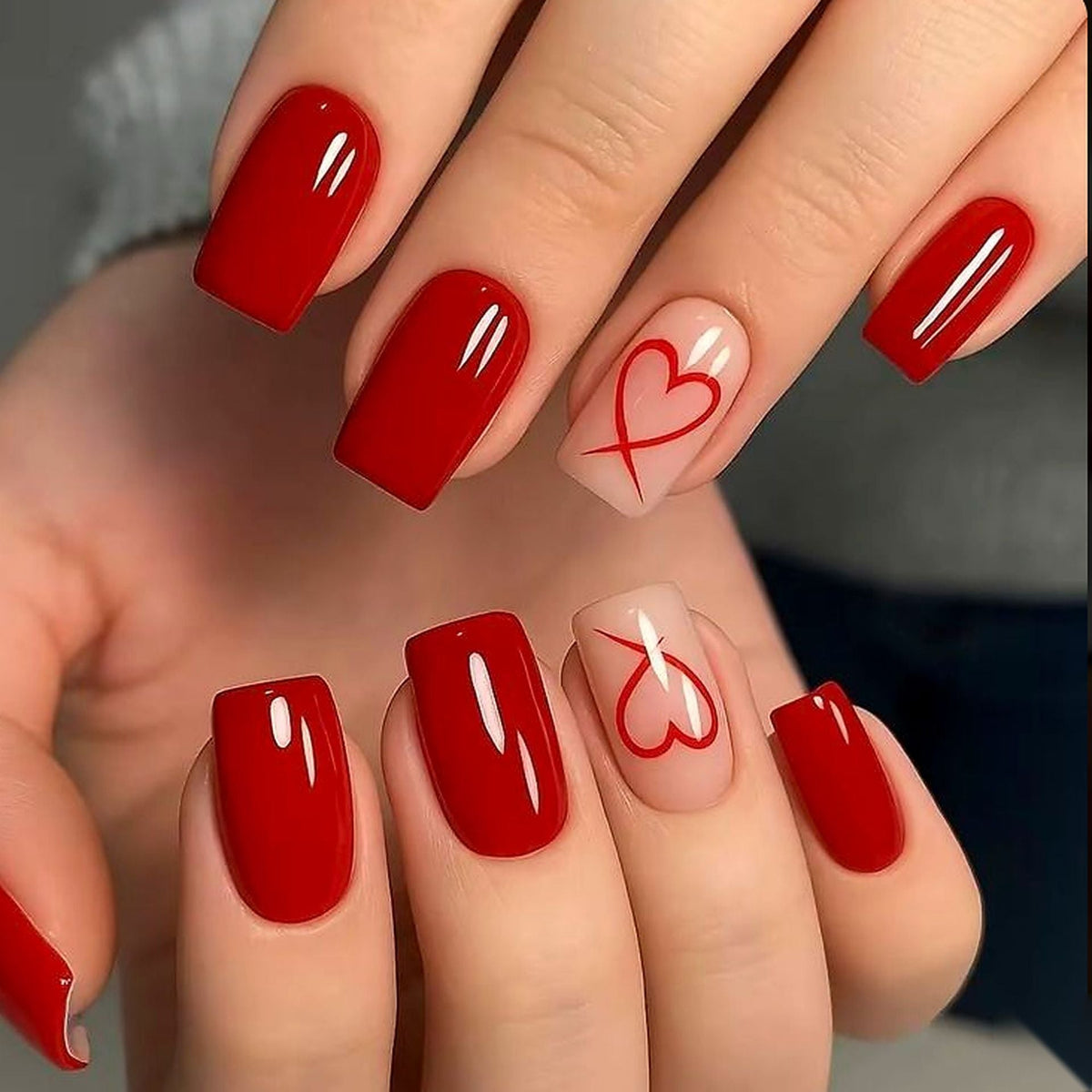 Dames Kunstnagels Met Hartvormig Design Set 1