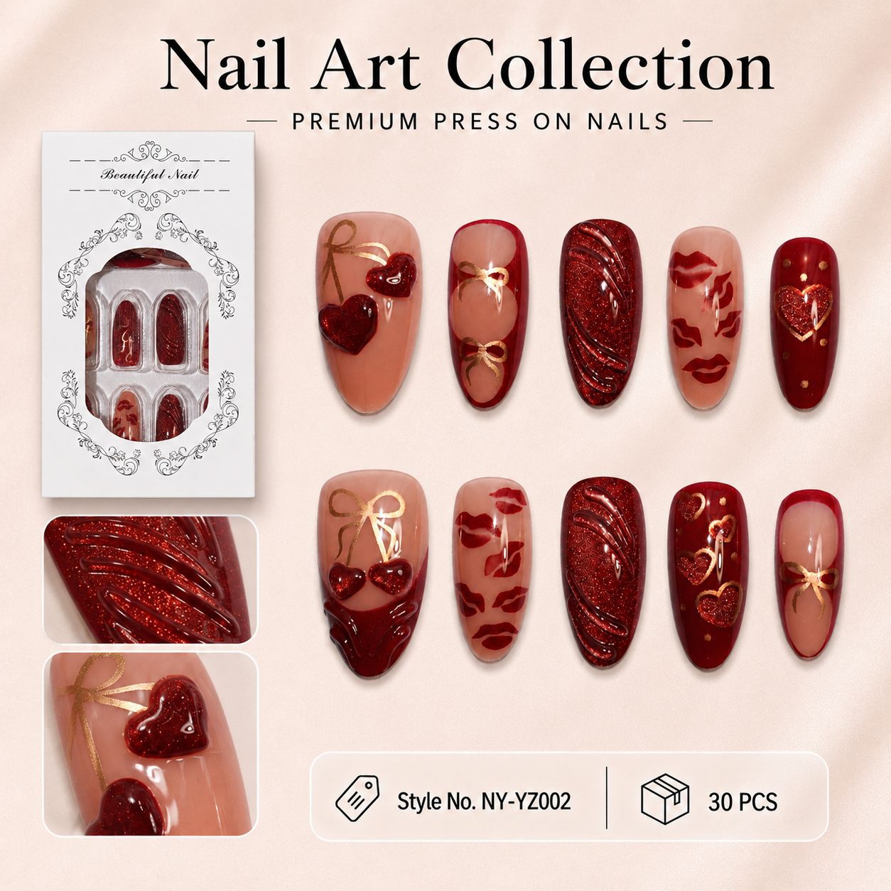 Dames Kunstnagels Romantisch Design 0