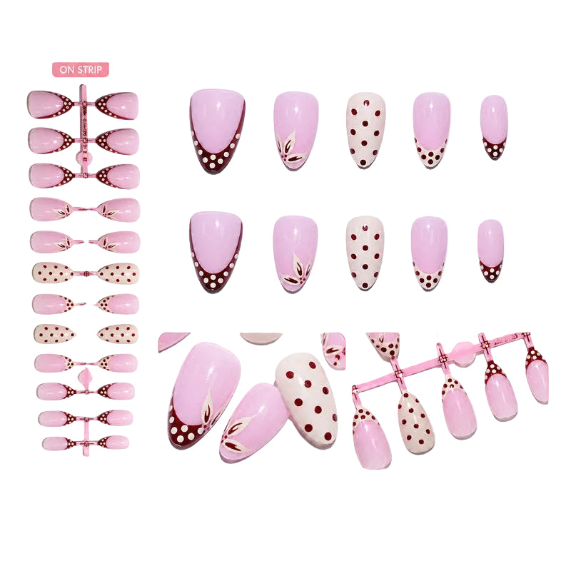 Dames Kunstnagels met Bloemen- en Stippendessin 0