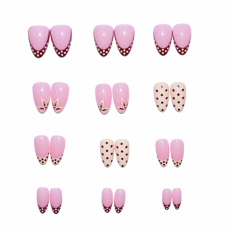 Dames Kunstnagels met Bloemen- en Stippendessin 3
