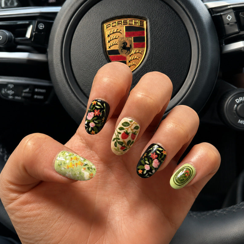 Dames Kunstnagels met Bloemmotief Set 5