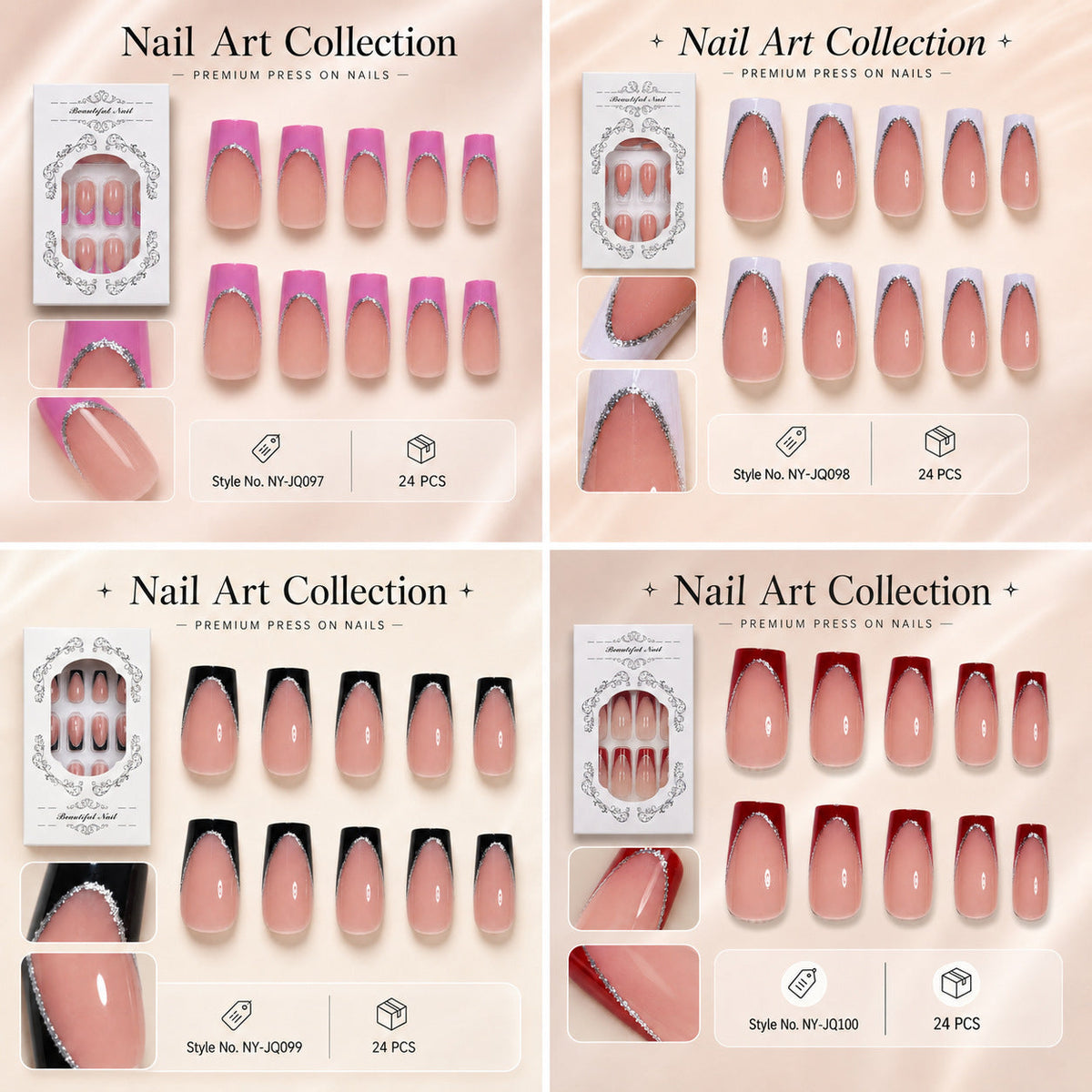 Dames Kunstnagelset Met Diverse Decoratieve Designs 0