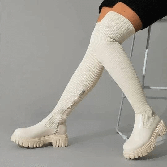 Dames Laarzen Dijhoog Trendy Met Stretch 2