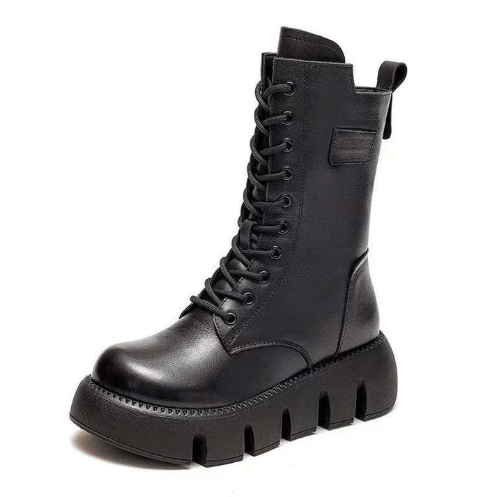 Dames Laarzen Halfhoog Met Veterontwerp Voor Winterse Stijl 2