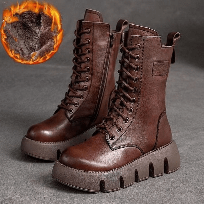 Dames Laarzen Halfhoog Met Veterontwerp Voor Winterse Stijl 4