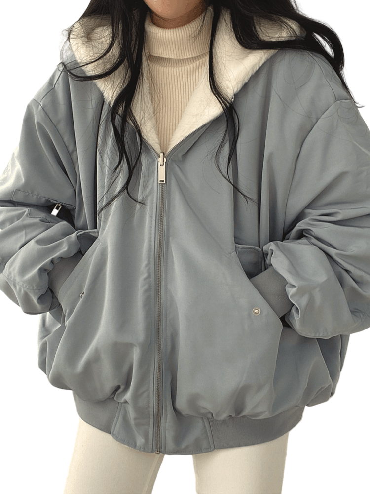 Dames Lange Gewatteerde Winterjas Oversized Met Rits 0