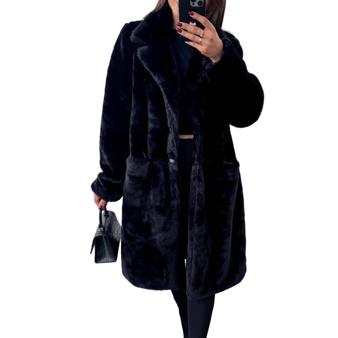 Dames Lange Jas Oversized Met Brede Revers 0