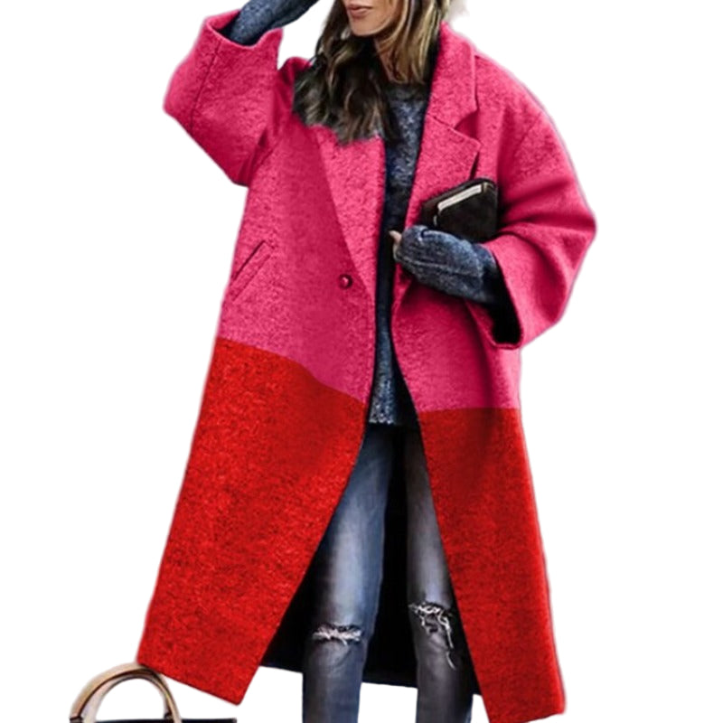 Dames Lange Jas Wolmix Oversized Pasvorm 0