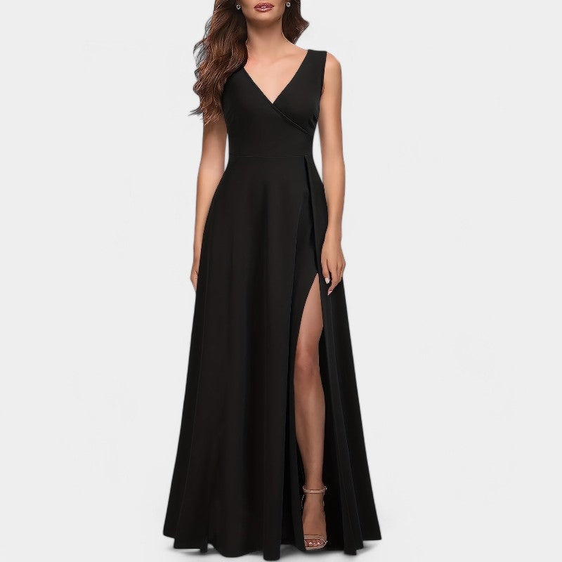 Dames Lange Jurk A-Lijn V-Hals Polyester Maxi Jurk 7