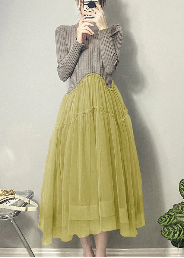 Dames Lange Jurk Asymmetrisch Met Tule Patchwork 6
