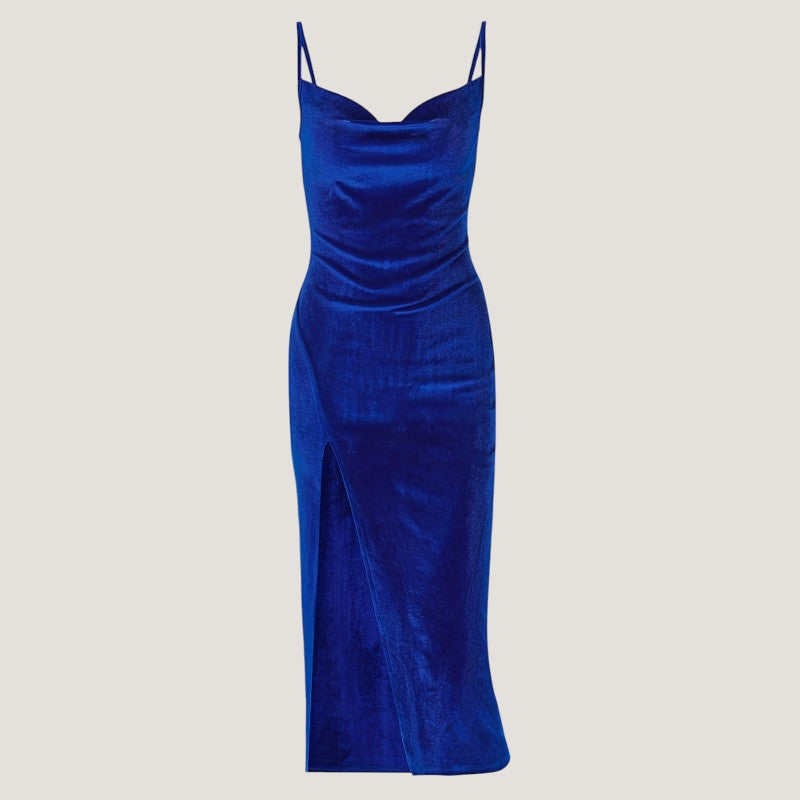 Dames Lange Jurk Bodycon Met Fente en Fronces - Stijlvolle Feestelijke Kleding 100% Polyester 6