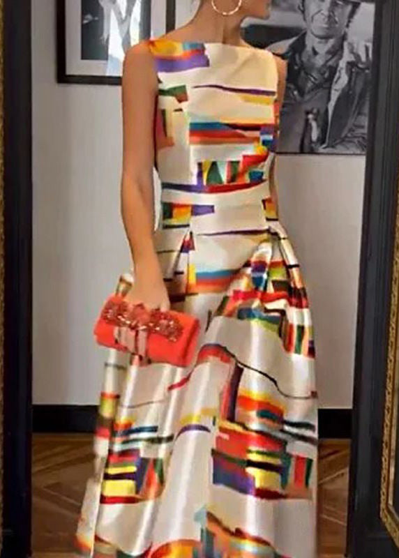 Dames Lange Jurk Hoge Taille Met Print voor Zomer Gelegenheden 1