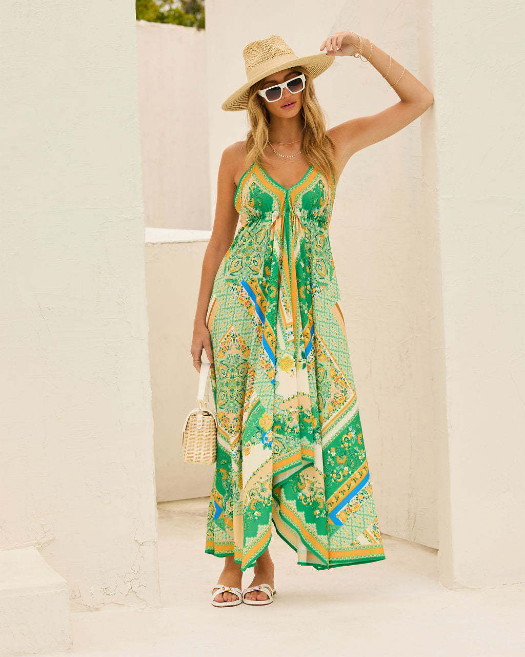 Dames Lange Jurk V-Hals Bohemian Stijl Zachte Ademend Stof 2
