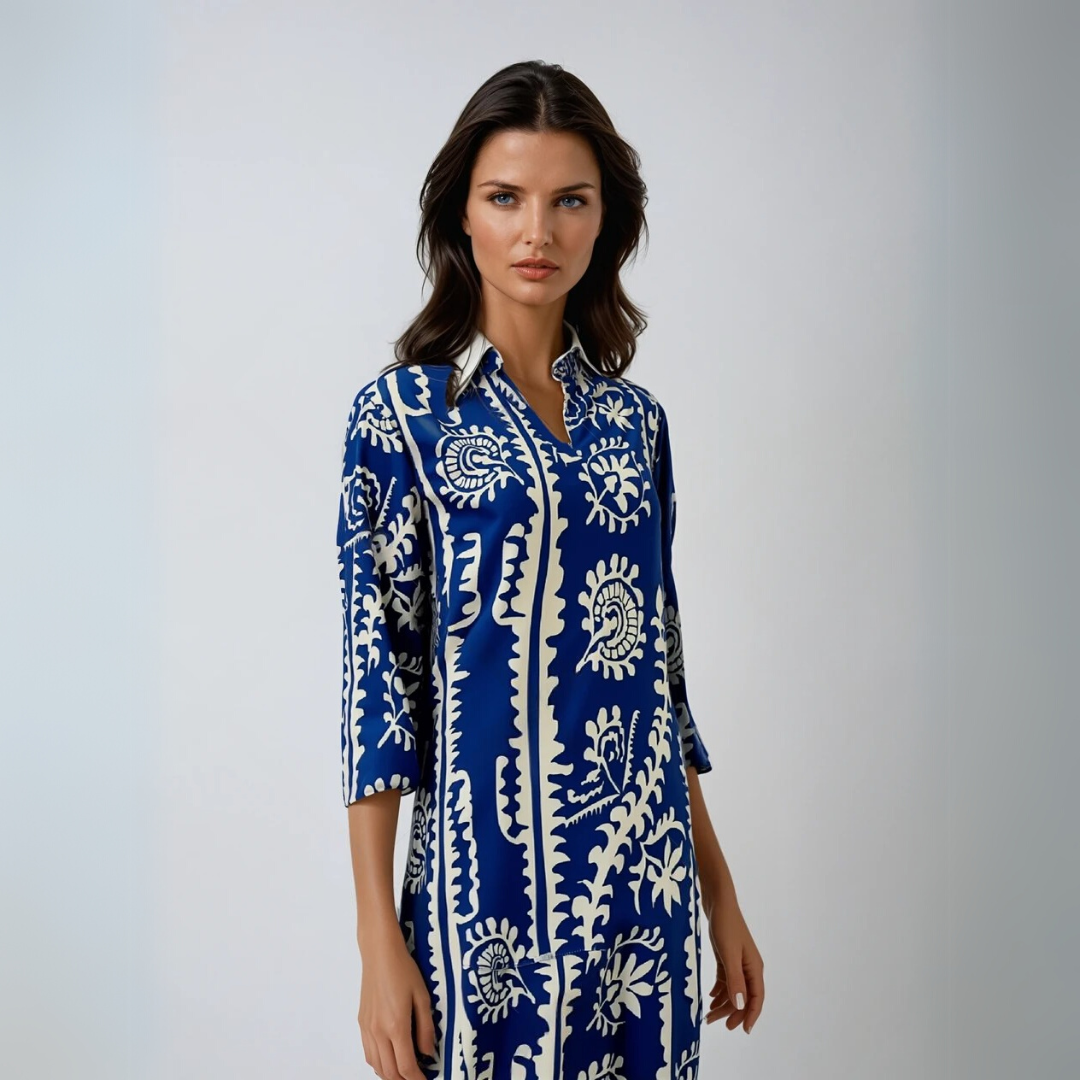 Dames Lange Jurk V-Hals Geprinte Zomer Kleding Stijlvol Lichtgewicht 1