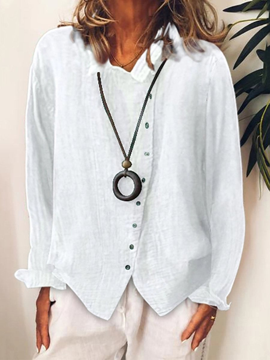 Dames Lange Shirt Casual Katoen en Linnen 1