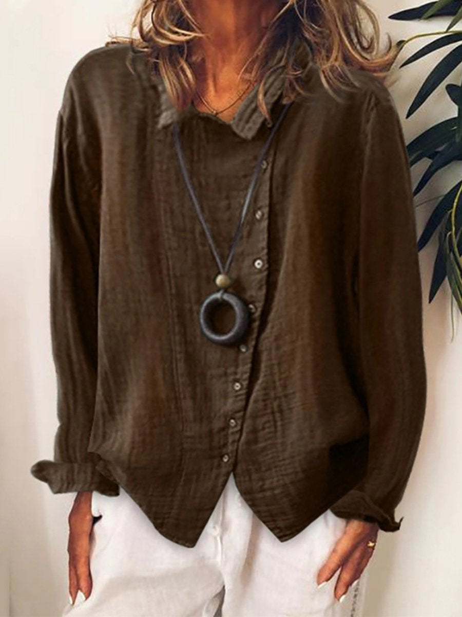 Dames Lange Shirt Casual Katoen en Linnen 3