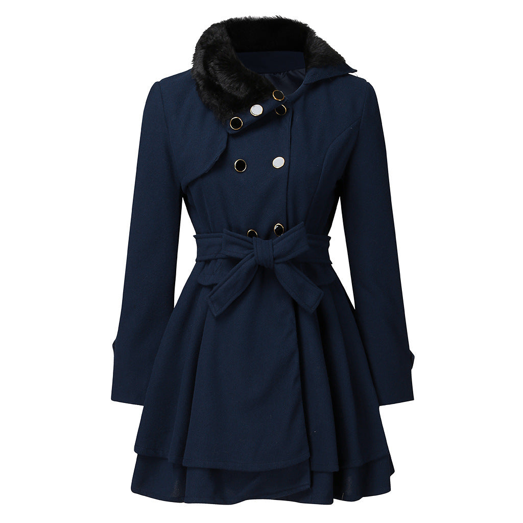 Dames Lange Winterjas Met Bontkraag 2